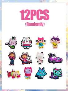MASSDI 24 Stück PVC Cartoon Dekorationsknöpfe Set, süße Katzen & Charaktere Accessoires, geeignet für Schuh Dekoration, Party Geschenke, Geschenktüten Füllungen und thematische Feiern wie Weihnachten, Halloween, Abschluss, Schulanfang, Valentinstag, Feiertage - Schuhblume - Übersicht 16