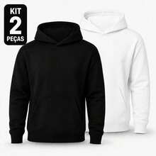 Set Of 2 Plain Kangaroo Jackets, Unisex, Comfortable Basic Winter Warmth - Black + White - View 2