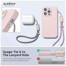 SURPHY 2 Pack Correa para Celular, Correa Celular, Phone Wrist Strap, Phone Lanyard, Cordón para Telefono, Correa de Muñeca para Teléfono Móvil - Polvo Melocotón & Lila - Ver 3