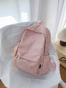 1pc Girls Star Nylon Zipper Closure Exquisite Backpack Student School Bag Suitable For All Seasons Daily Use Without Pendant - A - View 13