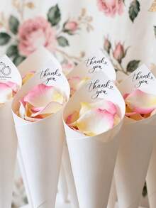 34pcs DIY Wedding Paper Cone Set, Flower Petal Confetti Throwing Tube Set, White/Kraft Paper Color Confetti Tube, DIY Flower Petal Confetti Throwing Tube, Wedding Confetti Throwing Tube, Multi-Color Confetti Throwing Tube, Suitable For Bridal Shower Party Decoration, Flower Petal And Confetti Packaging - Multicolor - View 3