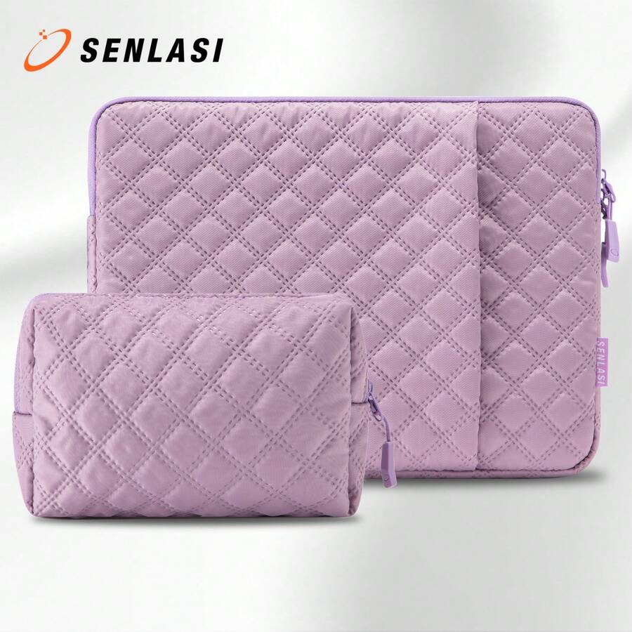 SENLASI 13-16 吋筆電保護套,相容 MacBook Air Pro 13 14 吋 M1 M2 M3、Air 38.1cm M2 M3 2023,適用其他 13.5 14 15.6 16 吋筆電,便攜式筆電收納包,附順滑拉鍊與額外配件口袋,紫色 - 查看 1