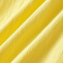 jianchaimaoyi02  MOD Vestido de manga abullonada de unicolor con cintura anudada y largo medio, amarillo - Blanco - Ver 8