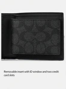 Coach Cartera plegable para identificación, de piel suave, delgada y minimalista, en lona con el logotipo de la marca, con seis ranuras para tarjetas de crédito. - Negro - Ver 5