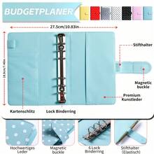 A6 Colorful Polka Dot PU Leather Zipper Cash Envelope Wallet, Multi-Pocket Budget Manager, Cash Storage Challenge System, Expense Tracking And Financial Goal Setting - A6 - View 5