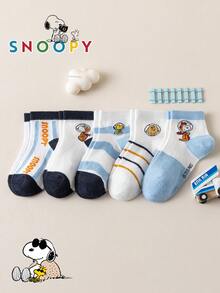 1/5/10 paires de chaussettes pour enfants authentiques Snoopy, motif rayé à pois colorés, motif minimaliste, schéma de couleurs dopamine, motif chiot, chaussettes courtes de sport décontractées, motif de dessin animé mignon unique Snoopy, chaussettes d'été pour garçons et filles, anti-odeur, absorbant la transpiration, chaussettes de sport polyvalentes décontractées, motif de dessin animé, tailles européennes et américaines, tissu de haute qualité - Multicolore - Voir 7