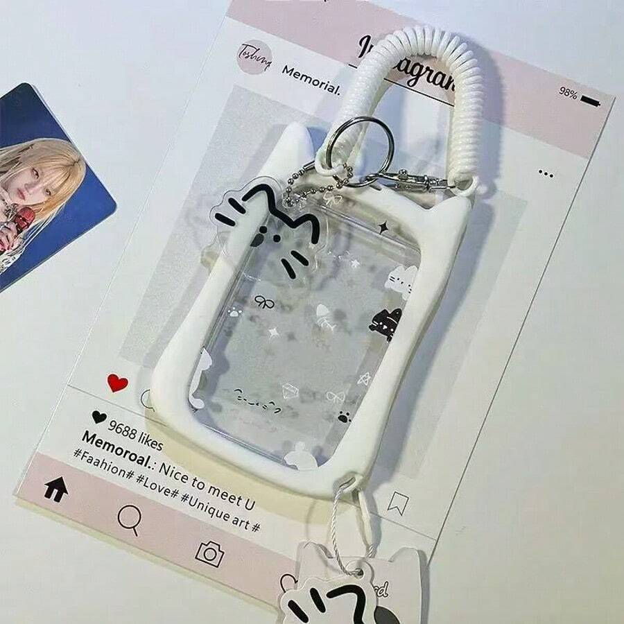 Móc khóa giá đỡ thẻ ảnh silicone acrylic dày chống rơi cho mèo, bao bảo vệ thẻ sinh viên, thẻ campus, đồ dùng học tập quay lại trường - Màu sắc - Xem 1