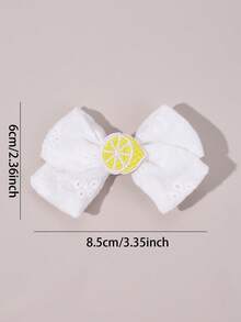 2pcs Yellow Lemon Decor White Fabric Bow Hair Clips, Girls Flower Embroidery Hair Accessories, Spring Summer Lemon Hair Clips, Fruit Theme Party Hair Accessories, Beach Vacation Travel Hair Clips, Teenager Wear Hair Accessories, Gift For Friends - Multicolor - View 6