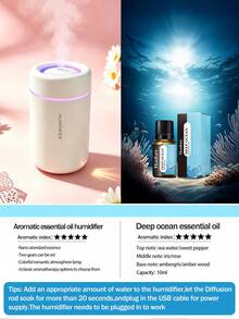 Mini humidificador colorido con luz ambiental, negro/blanco. LED degradado incorporado, silencioso, aromaterapia y humidificación. Ajustes de doble niebla fina, sin mojar el escritorio. Alimentado por USB, adecuado para el hogar, oficina, dormitorio, coche, baño, hotel, sala de yoga, habitación de mascotas. - Mist - Ver 19