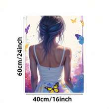 Enmarcado 1  moderno enmarcado para pared: Mujer elegante con mariposas, diseño vibrante en acuarela, perfecto para la sala de estar, el dormitorio o la oficina | Regalo ideal para fiestas y ocasiones especiales, marco decorativo, decoración estética para el hogar. - Enmarcado - Ver 5