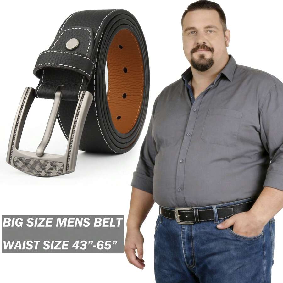 JingHao Large Size 110-170cm Leather Belt Gift Packing Vintage Style Genuine Leather Belt For Jeans Perfect For Christmas Valentine's Day - Black - View 1
