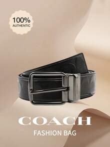 Coach HARNESS Men's Belt Reversible Classic Dress Belt Printed Leather Casual Belt Suitable For Trousers Jeans Suits,Fashion Gift For Men Boyfriend Husband Father Valentine's Day - 黑色1 - 查看 1