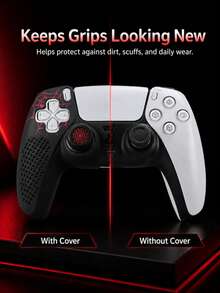 PlayStation 5 手柄保护套套装 - 红色蜘蛛网图案，防滑硅胶保护套 + 加高摇杆帽，可单独购买或成套购买，增强握持感，防汗、防尘、防刮擦，提升游戏体验，PlayStation 5 玩家的理想礼物，2026 年圣诞节/新年礼物，节日促销/圣诞特别版，儿童/家庭礼物，年末礼物 - 彩色 - 查看 6