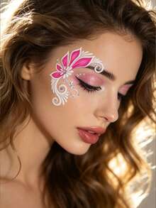 3 Sheets Flower & Acrylic Gems Face Stickers, Freckle Face Makeup Stickers Lovely Sweet Matt Finish Same As Face Painting Effect, Self-Adhesive Gem Stickers For Beauty Makeup,Party Festival Makeup Decoration - Multicolor - View 14