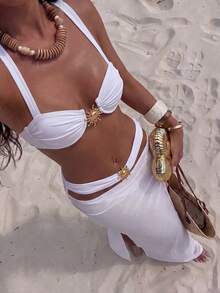 Bikinx 3-Piece Sexy European-Style Women Bikini Swimwear Summer - White - View 6
