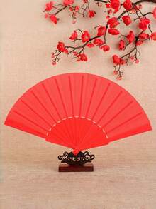 1/10pcs Solid Color Plastic Folding Hand Fan, Portable Clapper Fan, Suitable For Line Dance, Carnival Performance, Foldable Handheld Cooling Fan, Party Wedding Home Decor Gift, Multiple Colors Available - Fan - View 5