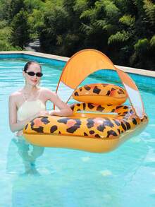 1 pieza Hamaca inflable para adultos, flotador inflable de PVC con estampado de leopardo, silla reclinable inflable, diseño de respaldo de malla, adecuado para piscina, , playa, fiesta temática de verano, flotador inflable, asiento de descanso inflable, objeto flotante inflable, balsa inflable, bomba inflable se vende por separado - estampado de leopardo - Ver 6
