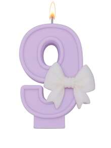 1 Vela de Aniversário 3D Vela Luxo Personagens Vela Aniversário Personalizada Velas Faria - 9 Lilas - Visão 3