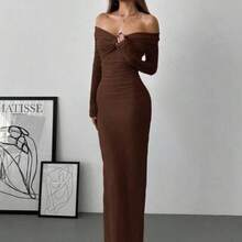 Women Long Dresses - Whole Grain Coffee - View 1