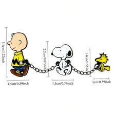 SNOOPY 1個創意卡通小狗金屬胸針鏈條徽章 查理布朗小狗情侶款，適合粉絲、家人和朋友的完美小禮物，日常必備 - 彩色 - 查看 6