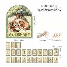 Owl Treehouse Reading Log Board, Annual Reading Tracker, Bookshelf Decor (Designed For Book Lovers), Reading Sign-In Record - A - View 3