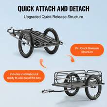 Bike Cargo Trailer, 275 Lbs Load Capacity, Heavy-Duty Bicycle Wagon Cart, Foldable Compact Storage & Quick Release With Universal Hitch, 20" Wheels, Fits Most Bike Wheels, Carbon Steel Frame - 275 Lbs - View 5