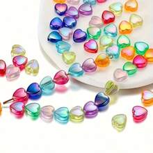 35/55/88/100/200Pcs Colorful Heart-Shaped Acrylic Beads Transparent Colorful Heart Beads For Jewelry Making DIY Craft Materials Random Colors - Multicolor - View 4
