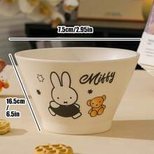 可愛 MIFFY 錐形陶瓷碗，帶喇叭邊緣與可愛釉下 MIFFY 圖案，適合日常用餐與甜點，耐用易清洗，送給卡通愛好者與年輕女性的甜美禮物 - 彩色 - 查看 15