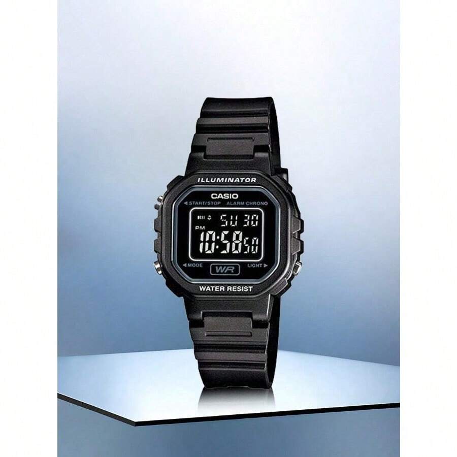 Casio Youth 系列 - 金屬方型手錶,適合生活與運動,石英機芯,樹脂錶帶,日韓風格男士手錶,黑色錶盤 - 黑色 - 查看 1