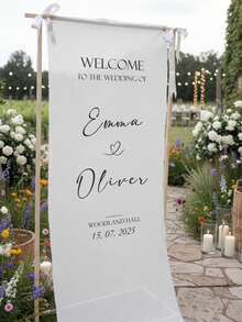Customized Wedding Welcome Sign, Wedding Fabric Welcome Banner, Modern Wedding Welcome Banner, Fabric Sign Customized Wedding Banner, Bohemian Wedding, Bridal Shower Sign Personalized Name Customized Wedding Sign, Customized Minimalist Welcome Sign, Fabric Welcome Sign, Wedding Decoration, Customized Fabric Wedding Sign, Personalized Party Decoration, Minimalist Sign, Fabric Sign, Wedding Welcome Sign - Multicolor - View 2