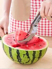 Easy-Slice 二合一西瓜切片器 - 不鏽鋼、便攜且防鏽 - 適合家庭、餐廳和酒店的西瓜切片器 - 銀色 - 查看 8