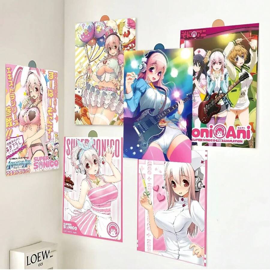 Canvas Poster Fancy Wall Decoration For Living Room Bar Decoration Wall Decor Super Sonico Manga Classic Anime - HEI-3 - 查看 1