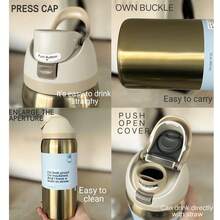 0wIaa Champagne Gold Water Bottle 32oz, 945ML, With Straw, Heat Preservation Time More Than 24 Hours, Cold And Hot Water Can Be Insulated, Can Make Coffee, Frozen Drinks, Exquisite Workmanship, Suitable For Camping, Work, Indoor And Outdoor Use. - 金色 - 查看 7