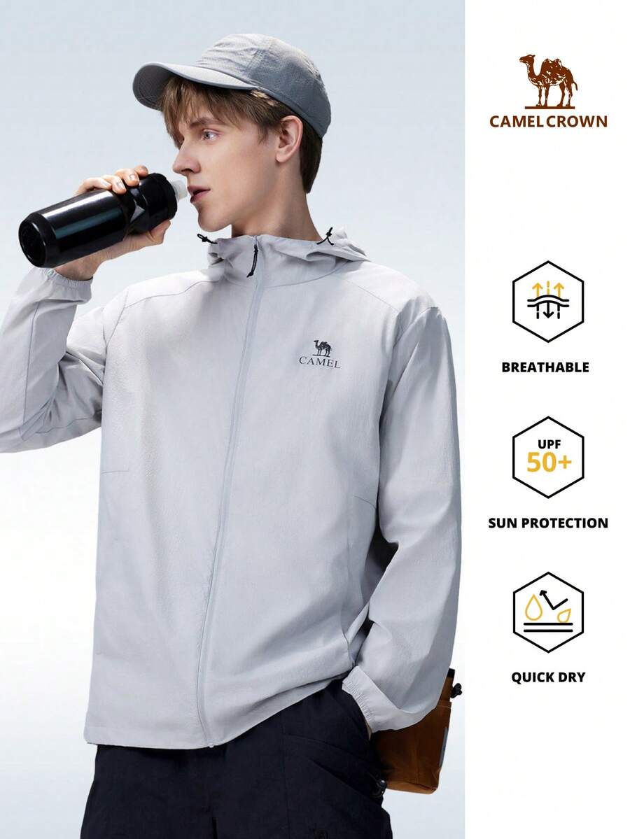 CAMEL CROWN Chaqueta de protección solar para exteriores para hombres, protección UV, impermeable, refrescante, absorbe la humedad, secado rápido. Adecuada para primavera/otoño/verano. Estilo unisex. - Gris espacial - Ver 1