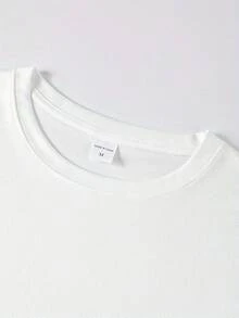 Camiseta estampada de color sólido de gran, camiseta de cuello redondo para hombre a, camiseta de cuello redondo de última generación, camiseta cómoda para hombre, camiseta de cuello redondo transpirable para hombre, camiseta suave de cuello redondo para hombre, camiseta cómoda y funcional de cuello redondo para hombre. - Blanco - Ver 10