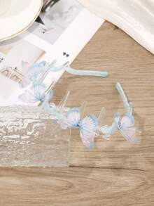 1 pieza Diadema con mariposa degradada y pedrería, acento de cuentas de cristal, accesorio para el cabello de estilo dulce, diadema para el cabello - Multicolor - Ver 9