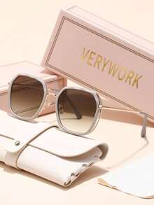 Verywork 1件幾何現代極簡風經典品牌設計女款時尚眼鏡，適合街拍、音樂節、約會及其他時尚場合 - 彩色 - 查看 16