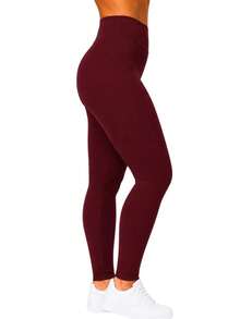 Black/Blue Flannel Leggings - Comfort And Style - Burgundy - View 2
