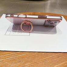 1個鏤空水鑽花朵極簡戒指支架手機殼，透明漸層亮片紙[國際版非本地版]適用於三星S10/S20/S21/S22/S23/S24/S25/S26ultra，全新電鍍邊緣工藝防摔手機殼，適用於Galaxy A55 5G, A35/A15/S24U, Ip17promax/16/15/14/13/12/11... Mt Honor手機殼... - 粉色 - 查看 2