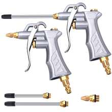 Industrial Air Blow Gun, Equipped With A Brass Adjustable Airflow Nozzle And Two Steel Extension Rods, Pneumatic Air Compressor Accessory Tool, Dust Removal And Air Blowing Gun, Dust Cleaning Air Blowing Gun - Silver - View 1