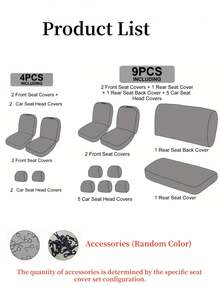 9PCS Universal Fit Car Seat Cover, Car Seat Cover Full Sets, Diamond Leather Bling Car Seat Covers Full Set,Universal Fit Automotive Glitter Crystal Sparkle Strip For Cute Women Girly,Universal Cloth Front Seat Covers For Car, For SUV, Sedan, Van, Automotive Interior Covers, Airbag Compatible, 9PCS Included : 2 Front Seat Covers, 1 Backrest Cover, 1 Back Seat Cover And 5 Headrest Covers. 4PCS Included : 2 Front Seat Covers And 2 Headrest - Type a - View 10