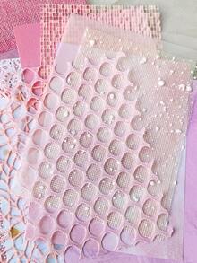1 Paquete 15 Hojas Juego de Papel de Materiales Mixtos Tono Rosa Material de Fondo para Collage DIY - BQ1023 - Ver 4