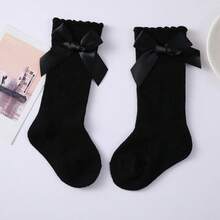 Calcetines Hasta La Pantorrilla Con Decoración De Mariposas, Adecuados Para Uso Diario - Negro - Ver 3