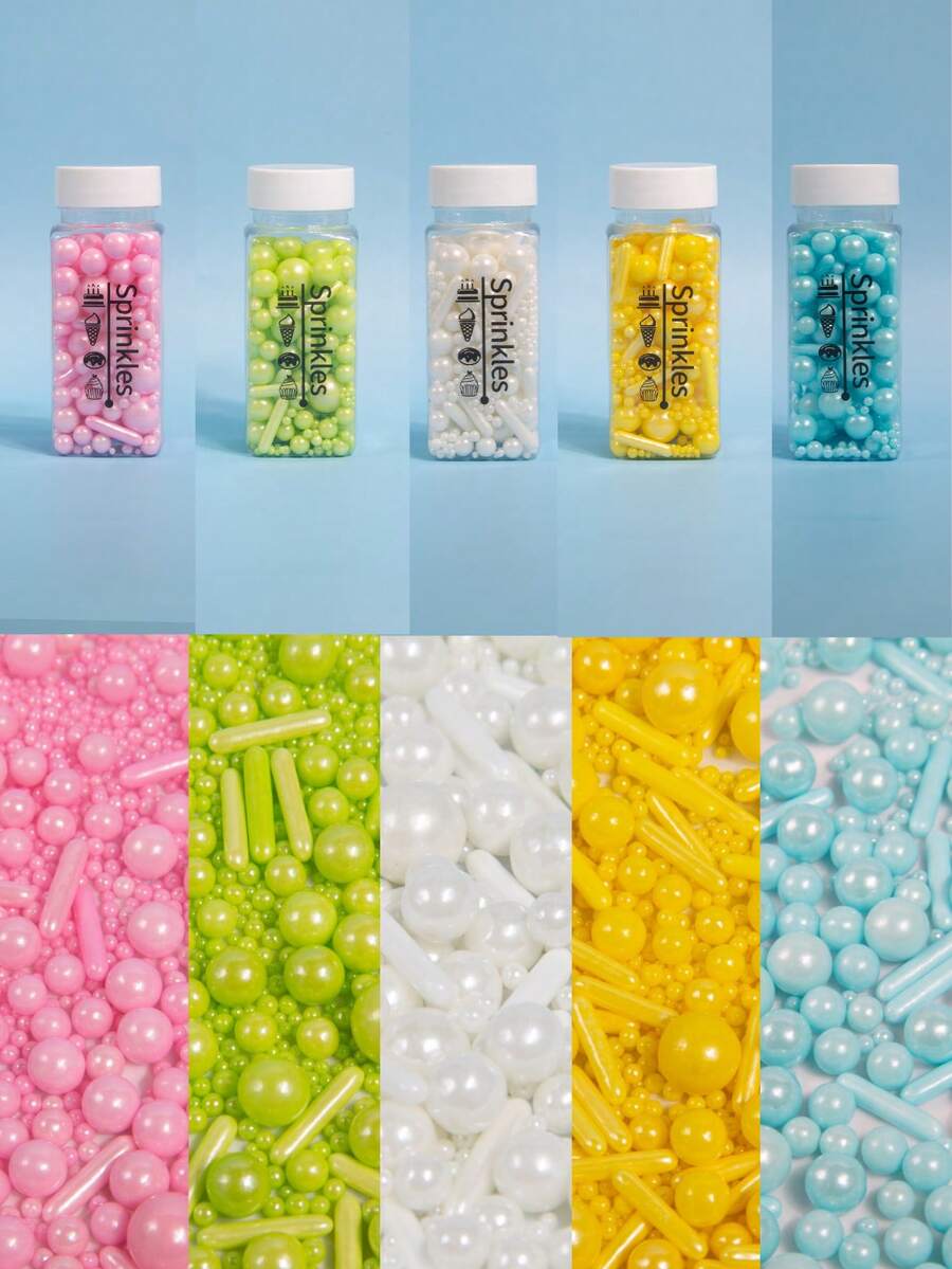 95g/3.35oz Cake Decorating Sugar Sprinkles, Round Beads & Rod Jimmies Mix.For Decorating Cakes, Ice Cream, Cupcakes, Donuts, Lollipops. Perfect Party Supplies For Birthdays, Weddings, Christmas And Valentine's Day.For Decoration Only, Not Edible. - View 1