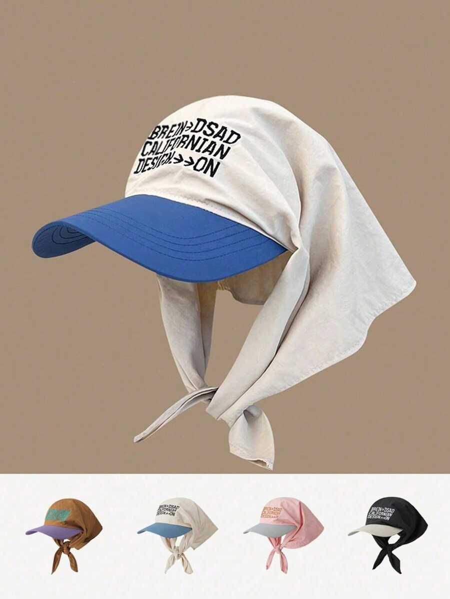 1pc Unisex Quick-Dry Colorblock Letter Embroidered Baseball Cap, Multi-Functional Neck Guard Headband, Outdoor UV Protection, Suitable For Hiking