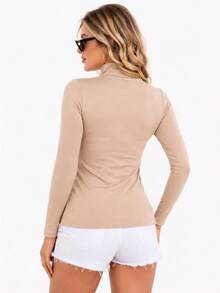Moderna & Slim Cacharrel Women's Long Sleeve Turtleneck Blouse - Various Colors - Nude - View 2
