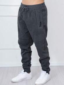 2-Piece Set Of Men's Fleece-Lined Sweatpants / Zippered Pockets / Elastic Waistband, Available In 3 Random Colors. - 黑色 - 查看 3