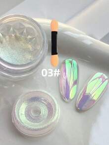 變色龍極光珍珠美甲粉附抹布工具，幻彩紫綠藍漸變鏡面粉，魔幻閃耀冰透亮面美甲DIY裝飾配件套組，美人魚風(0.5g/瓶) - 彩色 - 查看 19