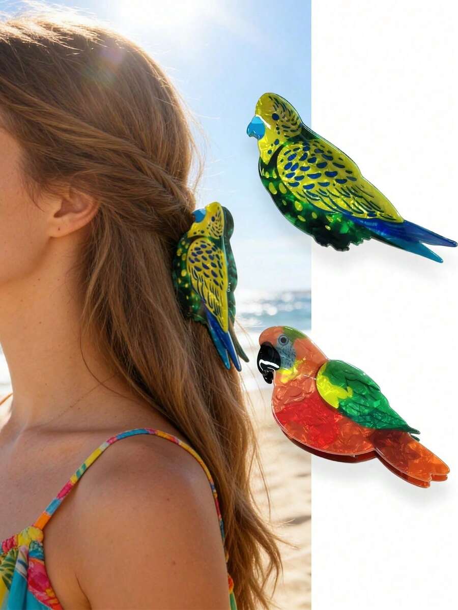 1pc Women's Cute Colorful Bird Barrette, Ponytail Holder, Hair Claw, Suitable For Daily, Party, Cosplay, Creative Hair Accessory Hair Accessories,Elegant Hair Clips,Women Hair Clutch Summer Outfits - Multicolor - View 1