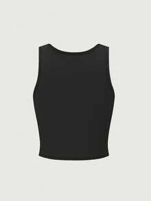 Women's Bark For Me Wolf Pattern Short Tank Top,Y2K Street Style Gothic Fashion Aesthetic Sleeveless Shirt,Streetwear Letter Print Crop Top Black Top - 黑色2 - 查看 2